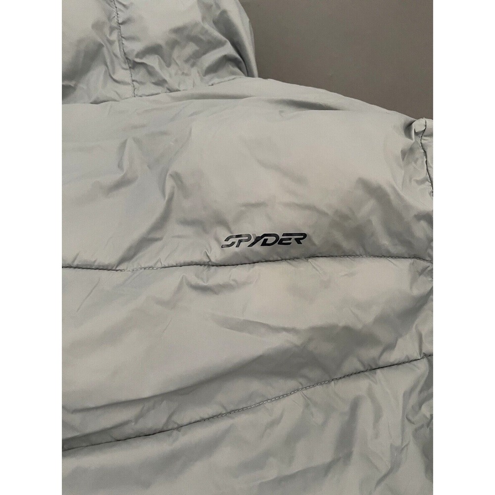 Spyder Puffer Hooded Jacket Boys Large 14/16 Gray Thermaweb Nylon‎ Thumb Holes - Picture 3 of 16